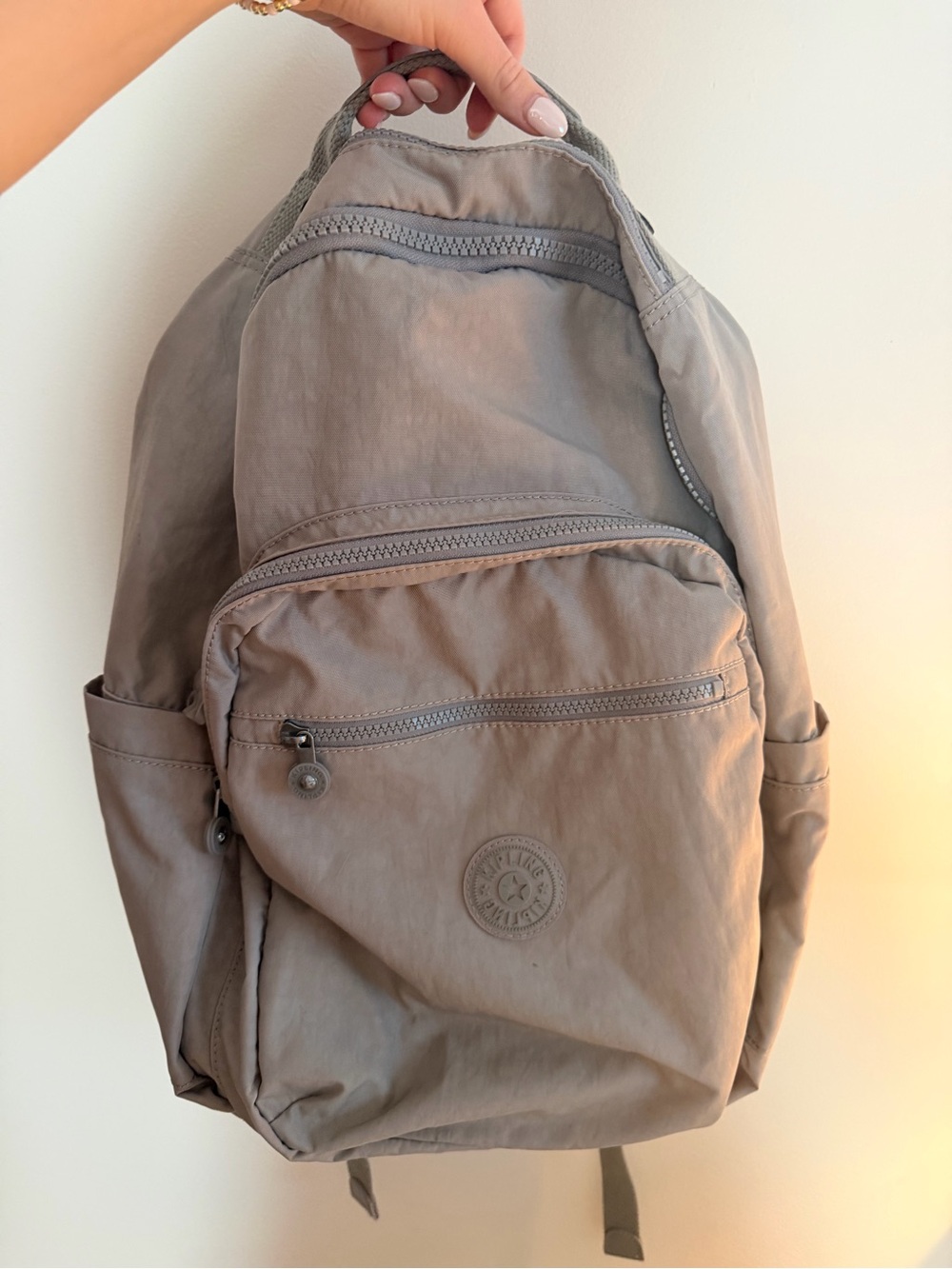 Kipling Taupe Nylon Backpack with Front Pocket
